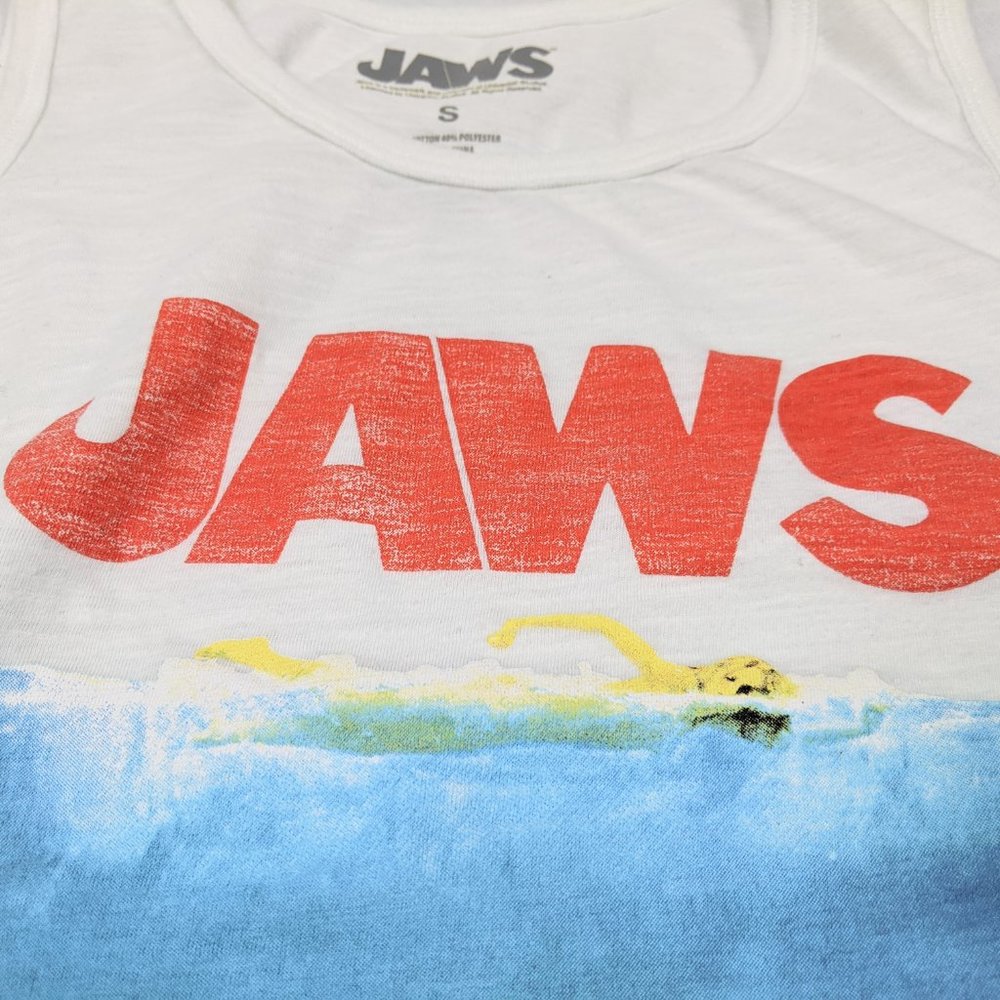 Jaws Movie Blue White Graphic Tank SZ S - Picture 3 of 6